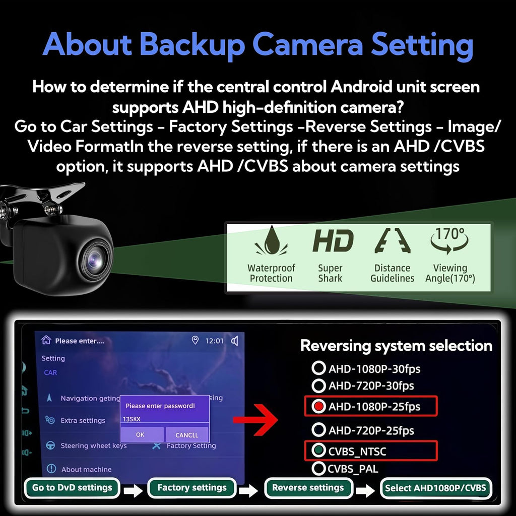 Backup Camera for Cars AHD 1080P 170 Degree Wide View Angle Rear View Camera