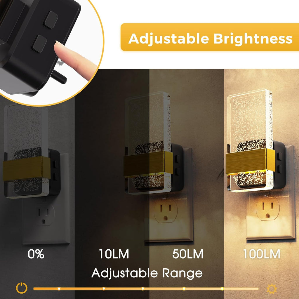 2 Pack 3CCT Night Lights Plug Into Wall, 2000K/3000K/5000K Adjustable Color Temperature Nightlight